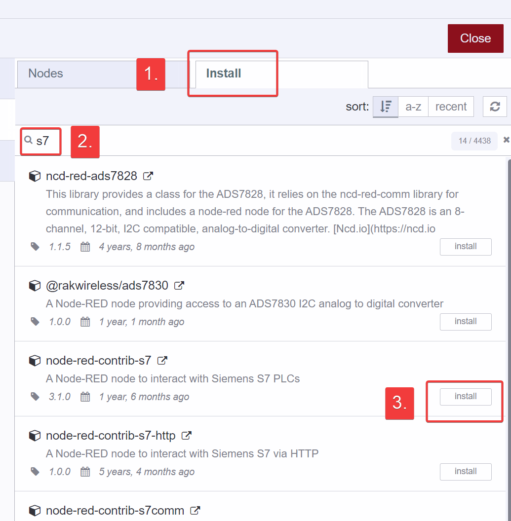 Installing S7 node "Installing S7 node"